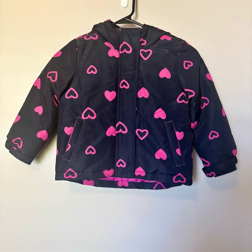 Joe Fresh Girls' Heart Print Fleece Lined Jacket Black Size 4